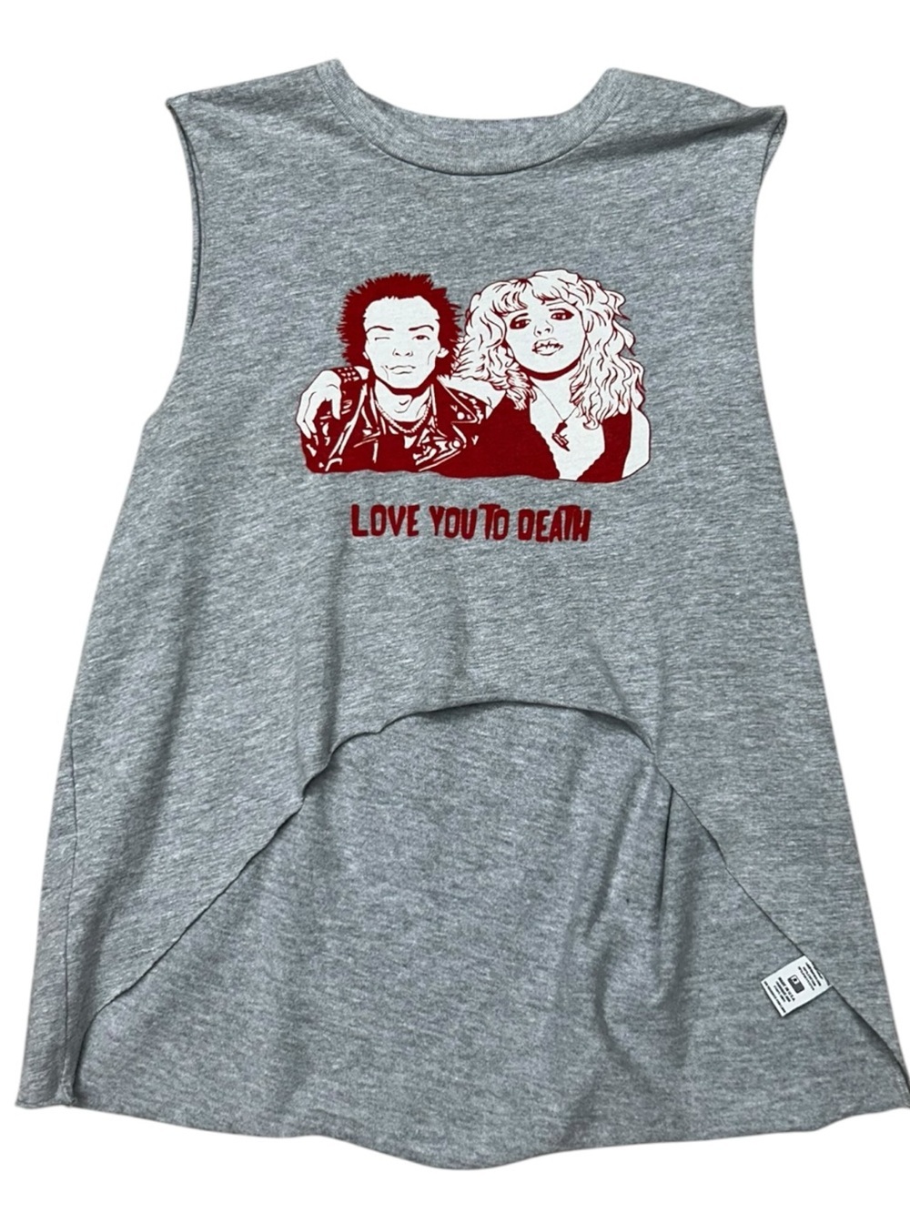 Sandrine Rose Gray Sid & Nancy Graphic Crop Muscle Tee Size Small